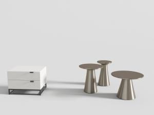 金色圆锥形支撑的茶几边几和角几3d模型 金色圆锥形支撑的茶几边几和角几