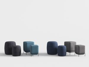 现代大小两个鼓形、方形的坐墩