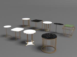 现代轻奢黑白大理石台面边几、角几3d模型 现代轻奢黑白大理石台面边几、角几