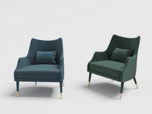 现代轻奢复古墨绿色单人沙发3d模型 现代轻奢复古墨绿色单人沙发