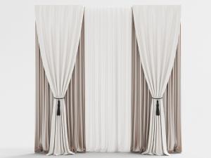 现代双扇带有束带的窗帘