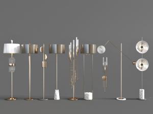 现代带有水晶装饰大理石底座的落地灯