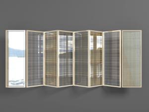 安装有玻璃的金属边框屏风