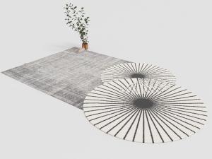 伞状圆形图案拼接方形灰色地毯3d模型 伞状圆形图案拼接方形灰色地毯