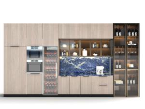 现代高柜餐边柜嵌入家电、红酒柜