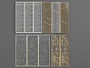 现代金属边框波纹荡漾图案的屏风3d模型 现代金属边框波纹荡漾图案的屏风