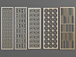 新中式金属多款花纹的隔断3d模型 新中式金属多款花纹的隔断
