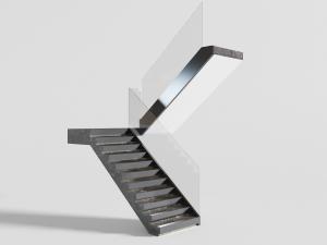 现代玻璃栏杆、大理石台阶的转角楼梯3d模型 现代玻璃栏杆、大理石台阶的转角楼梯