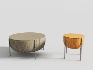 不锈钢支架的编织鼓形茶几3d模型 不锈钢支架的编织鼓形茶几