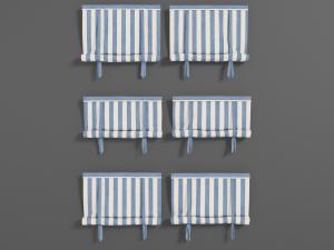 蓝白相间条形图案的罗马帘