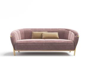 现代轻奢脏粉色软包双人沙发