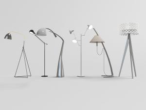 现代个性金属灯罩三头落地灯