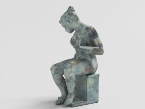 青铜质感的做旧年轻女子雕像