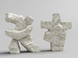 两个武打中的石头雕像