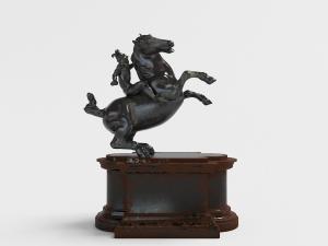 奔跑踢跳的马匹和人物雕像