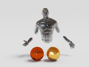 现代半身抽象男性雕像