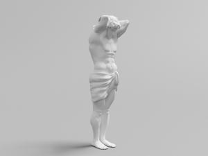 双手交叉护头的石膏人体雕像