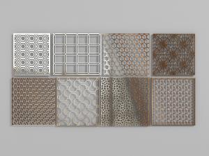 现代细金属轻奢几何花纹隔断3d模型 现代细金属轻奢几何花纹隔断