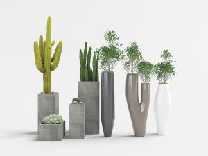 大尺寸长方形、鼓形陶瓷花盆仙人掌盆栽