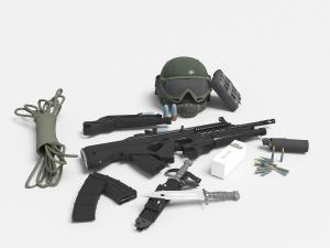 枪、子弹、头盔士兵装备