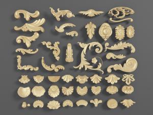 欧式不同款式造型的雕花构件组合