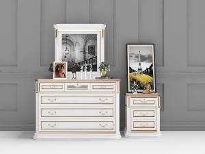 简欧白色多层斗柜、饰品摆件和装饰画