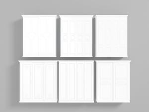 欧式白色多款不同花纹装饰柜门的衣柜3d模型 欧式白色多款不同花纹装饰柜门的衣柜