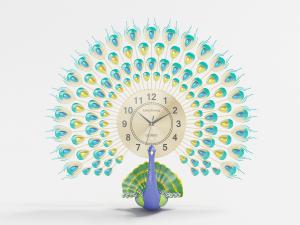 孔雀开屏造型的钟表3d模型 孔雀开屏造型的钟表