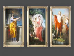 欧式金色雕花边框的人物油画挂画3d模型 欧式金色雕花边框的人物油画挂画