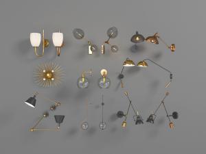 现代轻奢玻璃灯罩双头壁灯、可转向壁灯