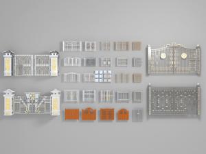 欧式铁艺镶嵌金色花纹的双扇大门