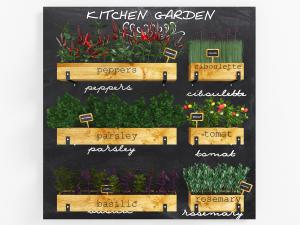 用黑色金属支架固定在墙面上的实木花盆盆栽