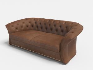 欧式咖啡色纽扣菱形软包靠背的双人沙发3d模型 欧式咖啡色纽扣菱形软包靠背的双人沙发