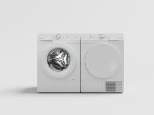 白色外壳不锈钢内桶的滚筒洗衣机