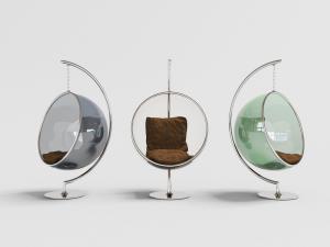 现代透明半圆塑料材质的不锈钢支架吊椅