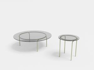 现代金属支撑圆形茶色玻璃茶几、边几3d模型 现代金属支撑圆形茶色玻璃茶几、边几