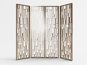 错落有致的方形拼接金属屏风