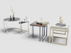 新中式方形、圆形金属支架角几、边几3d模型 新中式方形、圆形金属支架角几、边几