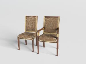 中式带有牡丹图案的实木扶手椅