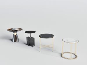 现代轻奢圆形边几、角几组合3d模型 现代轻奢圆形边几、角几组合