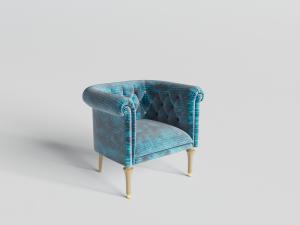简欧蓝色菱形靠背单人沙发3d模型 简欧蓝色菱形靠背单人沙发