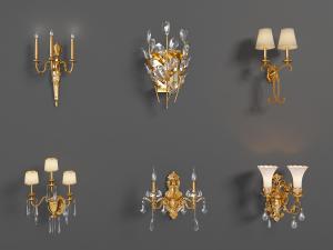欧式烛台、水晶吊坠的壁灯