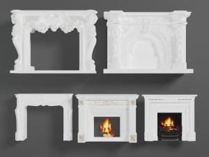 欧式白色雕花壁炉