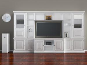 美式白色定制电视背景墙收纳柜