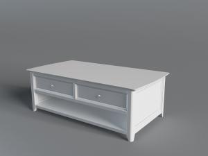 简欧白色上面抽屉下面开放式收纳的茶几3d模型 简欧白色上面抽屉下面开放式收纳的茶几