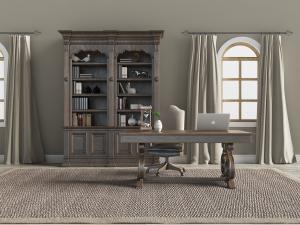 欧式咖啡色书柜、书桌椅组合3d模型 欧式咖啡色书柜、书桌椅组合