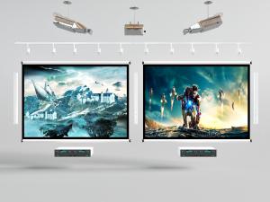 投影仪、投影幕布和播放器