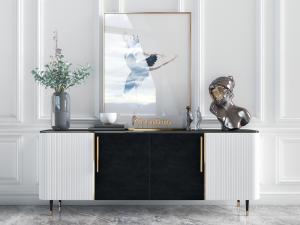 北欧黑白双拼撞色装饰柜、饰品摆件