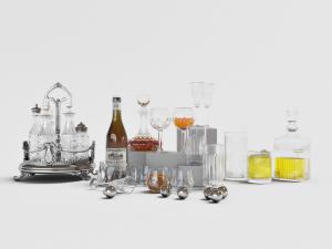 欧式带雕花的红酒瓶高脚杯