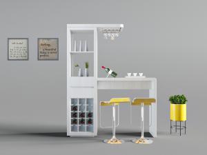 现代白色带有收纳酒柜的吧台